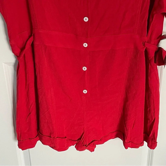 New! For Days Red Short Sleeve Utility Romper - 29623 - Picture 6 of 14